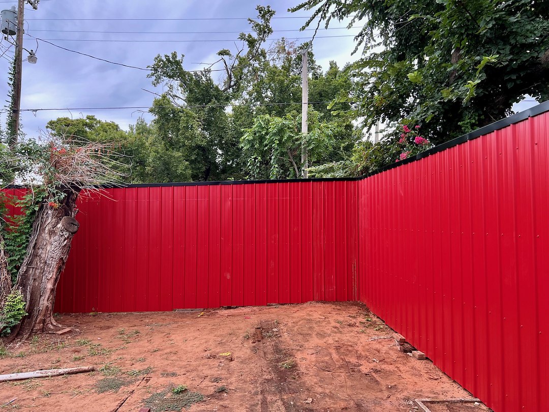 Ravishing Red Sheet Metal Fence completed in OKC!